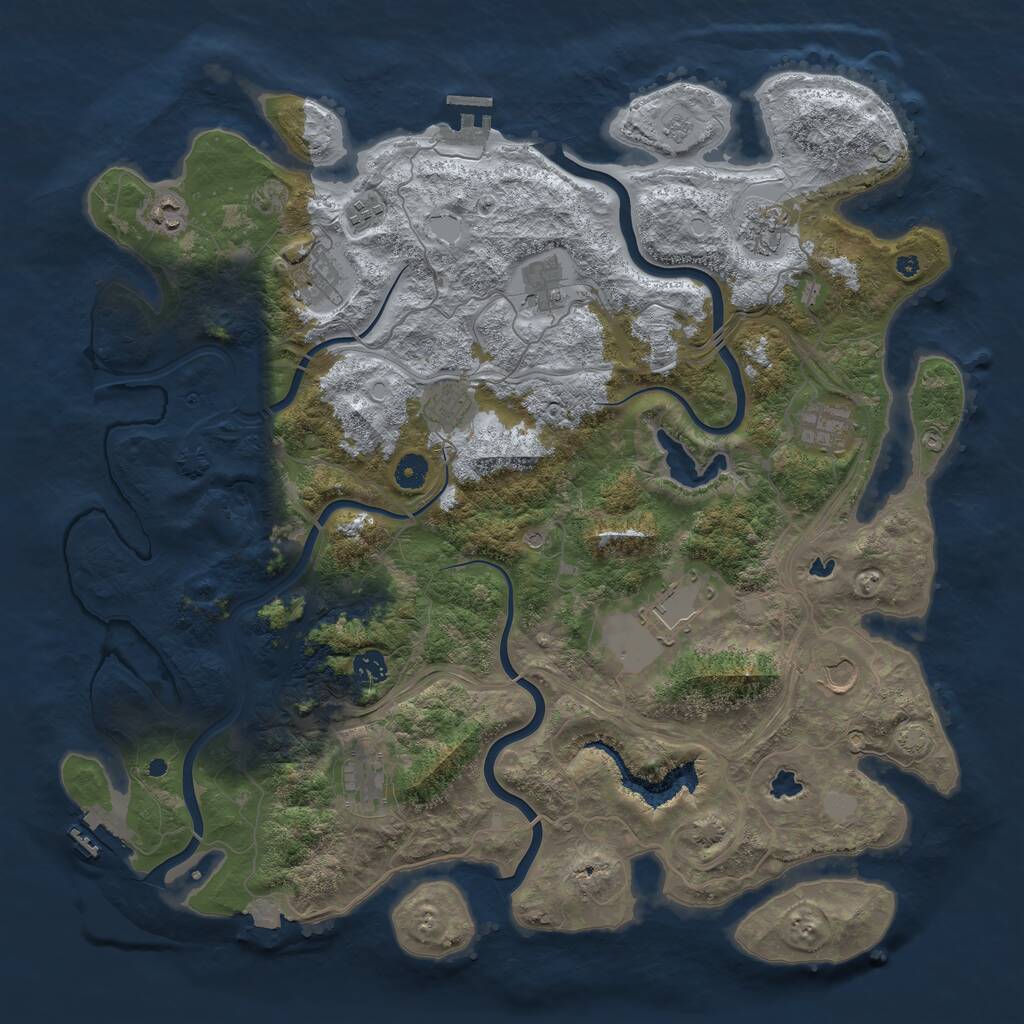 Rust Map: Procedural Map, Size: 4500, Seed: 1490016578, 17 Monuments