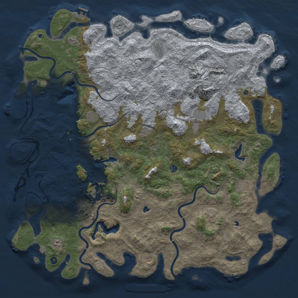 Rust Map: Procedural Map, Size: 6000, Seed: 657085486, 17 Monuments