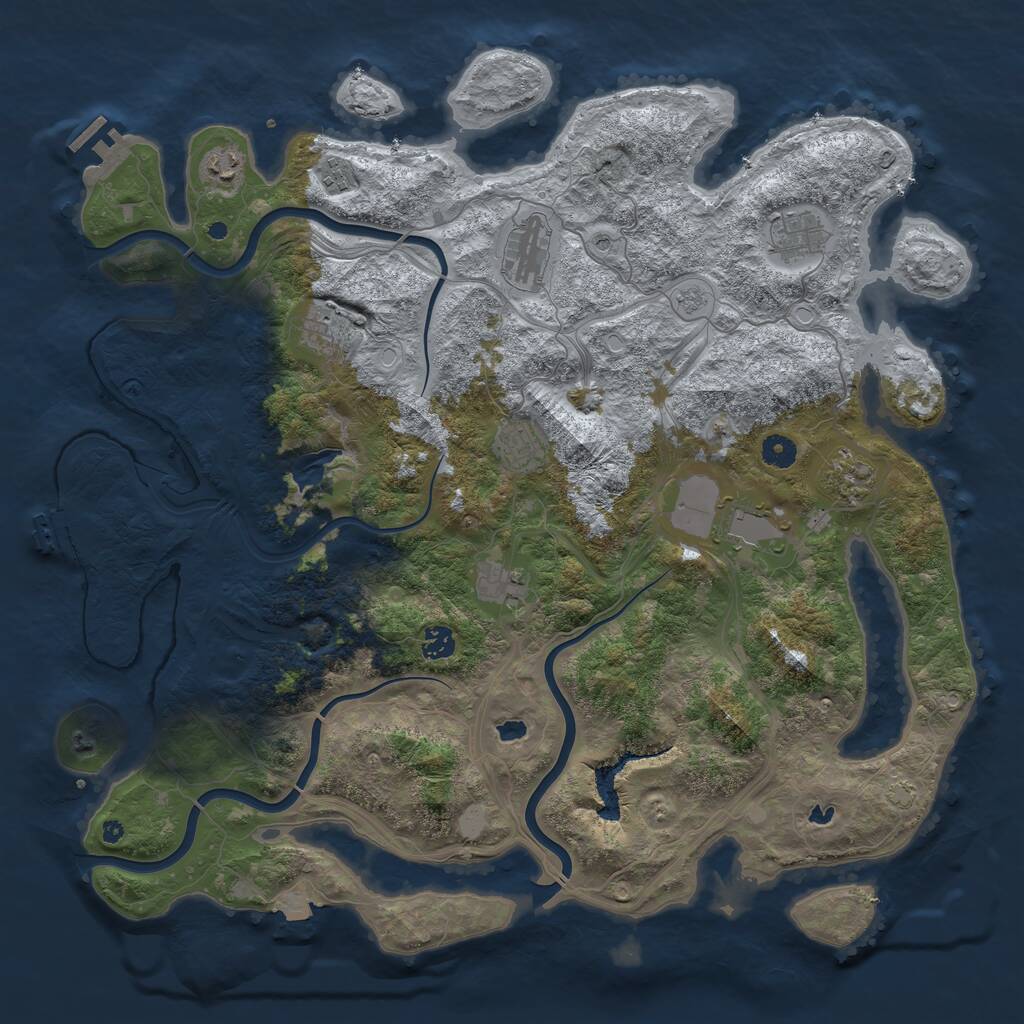 Rust Map: Procedural Map, Size: 4500, Seed: 1325874374, 16 Monuments