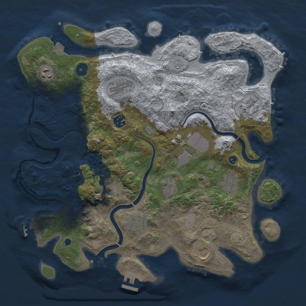 Rust Map: Procedural Map, Size: 3750, Seed: 305261611, 17 Monuments