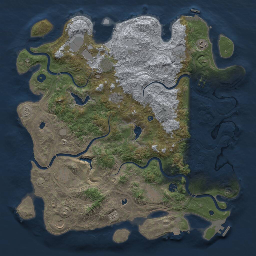 Rust Map: Procedural Map, Size: 4500, Seed: 36549780, 16 Monuments
