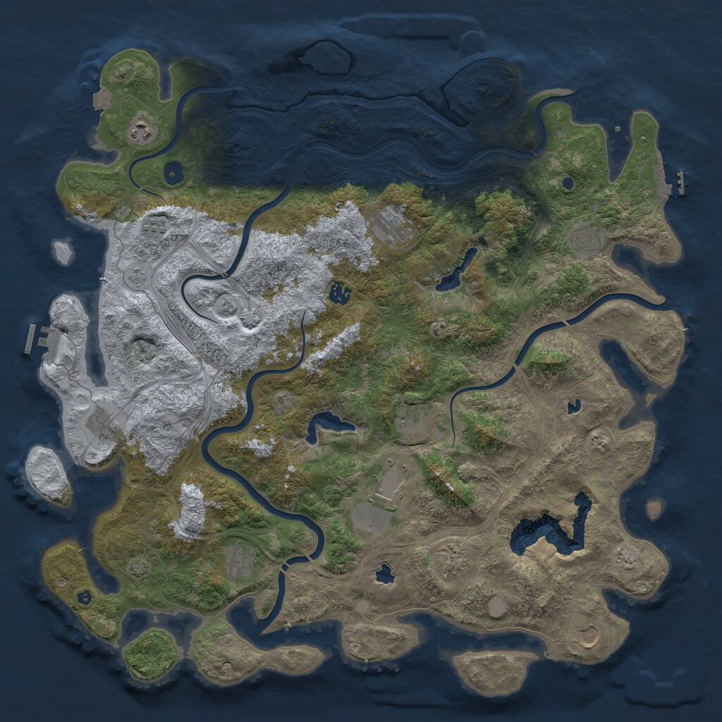 Rust Map: Procedural Map, Size: 4900, Seed: 1234567, 17 Monuments