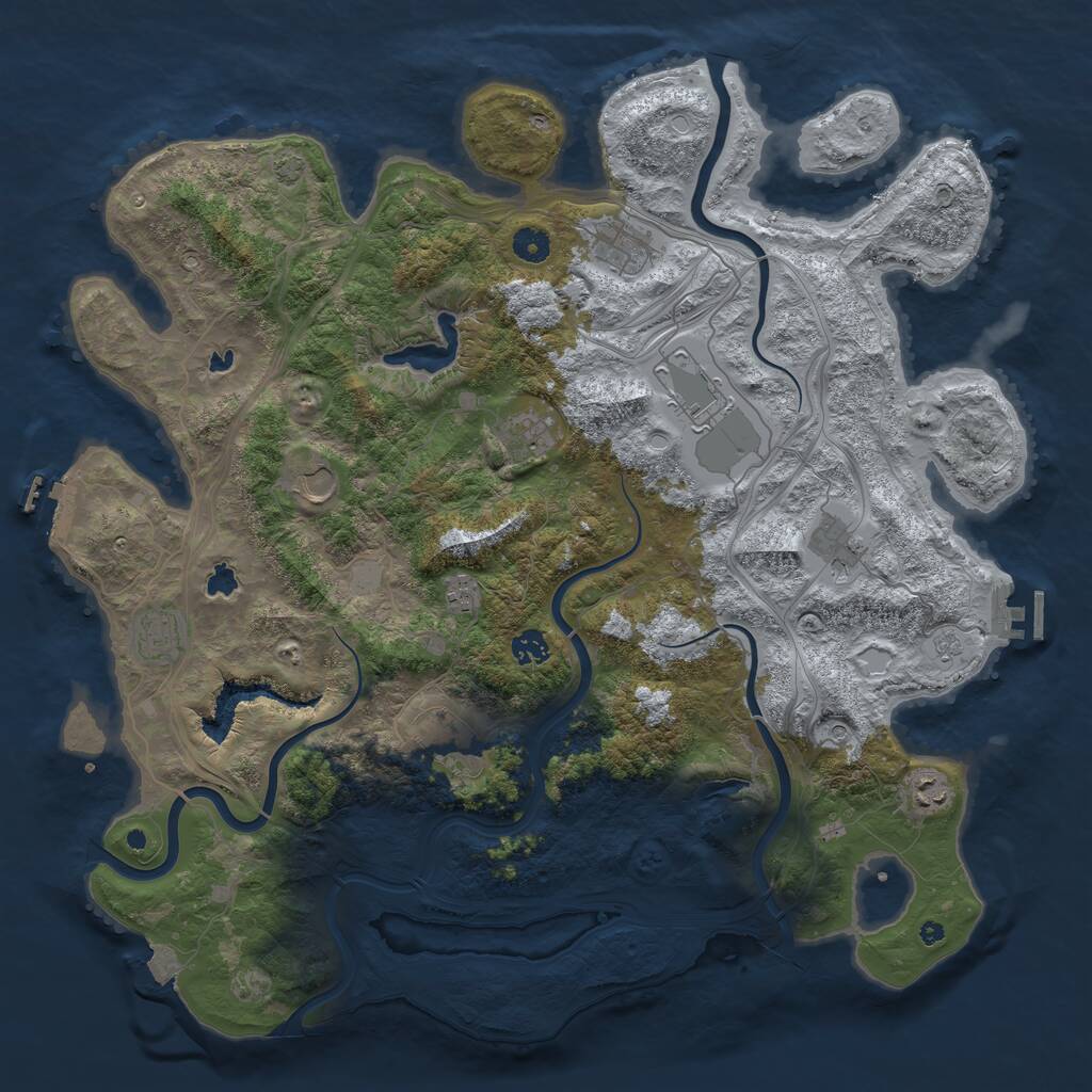 Rust Map: Procedural Map, Size: 4500, Seed: 20252025, 16 Monuments