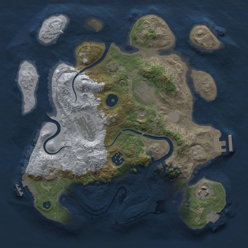 Rust Map: Procedural Map, Size: 3000, Seed: 525252, 10 Monuments