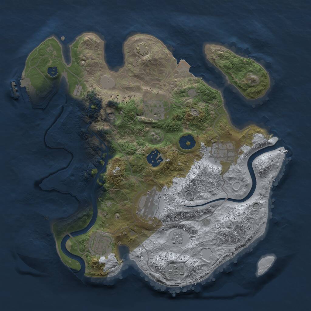 Rust Map: Procedural Map, Size: 3000, Seed: 15577551, 11 Monuments
