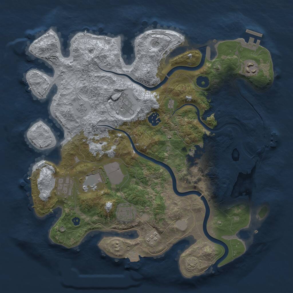 Rust Map: Procedural Map, Size: 3500, Seed: 3678, 14 Monuments
