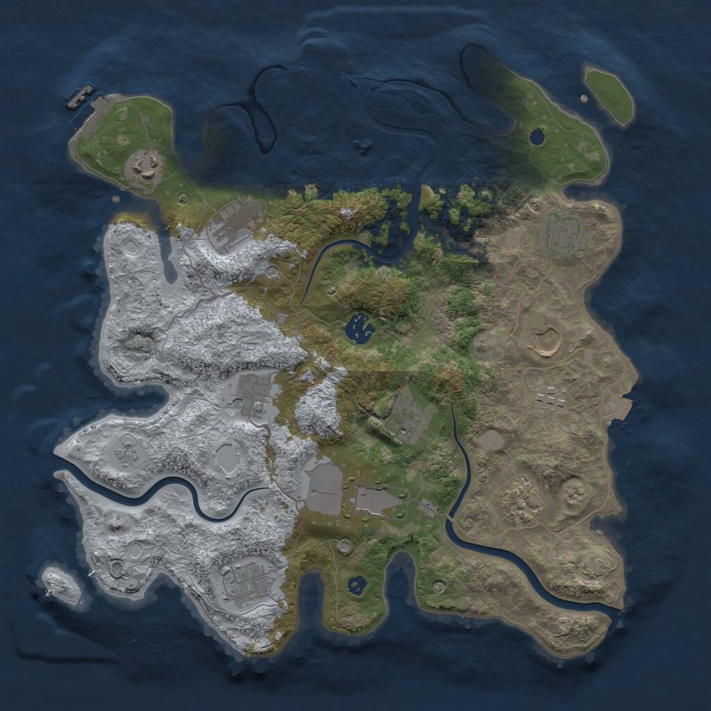 Rust Map: Procedural Map, Size: 3700, Seed: 483160234, 17 Monuments