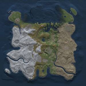 Thumbnail Rust Map: Procedural Map, Size: 3700, Seed: 483160234, 17 Monuments