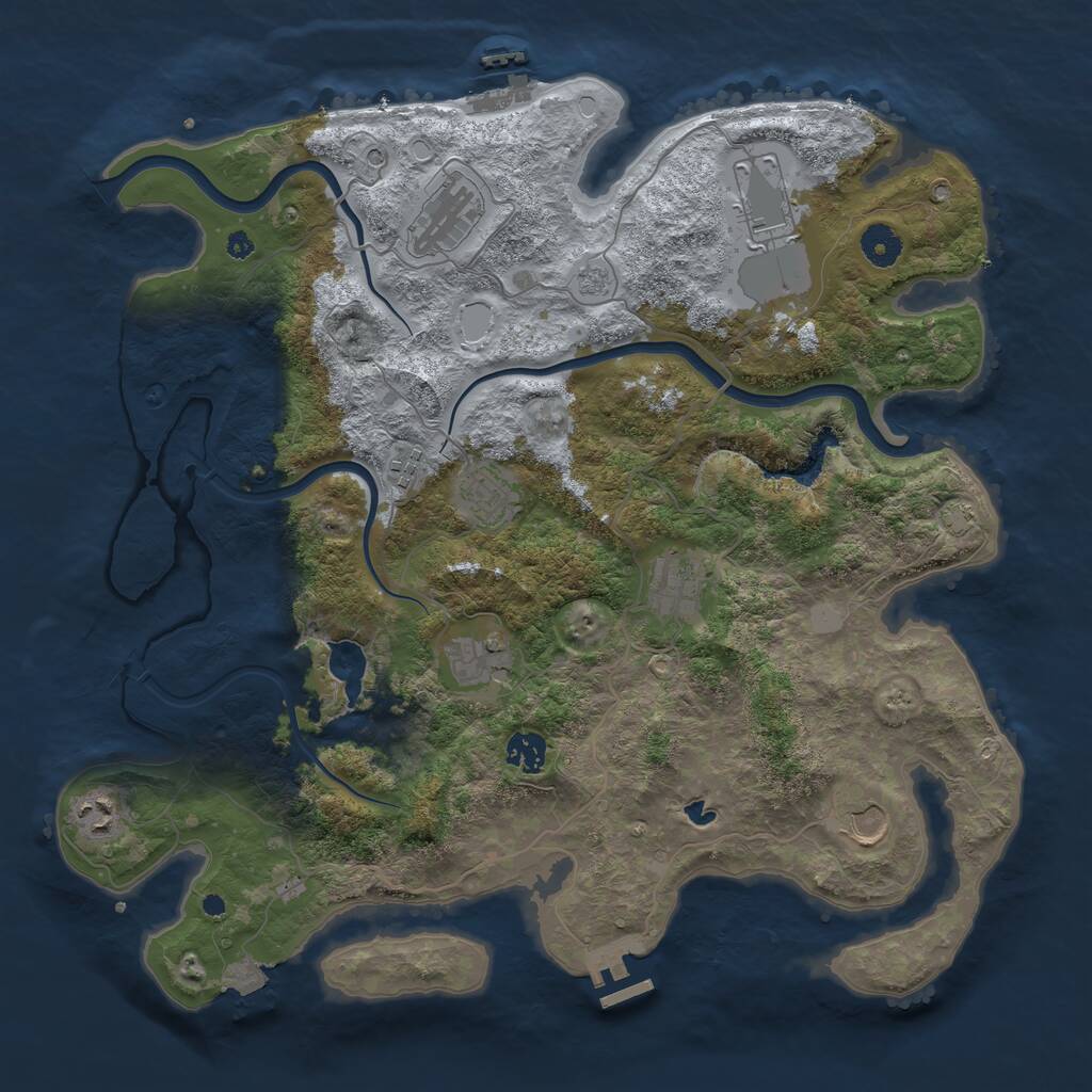 Rust Map: Procedural Map, Size: 4000, Seed: 1186927511, 15 Monuments