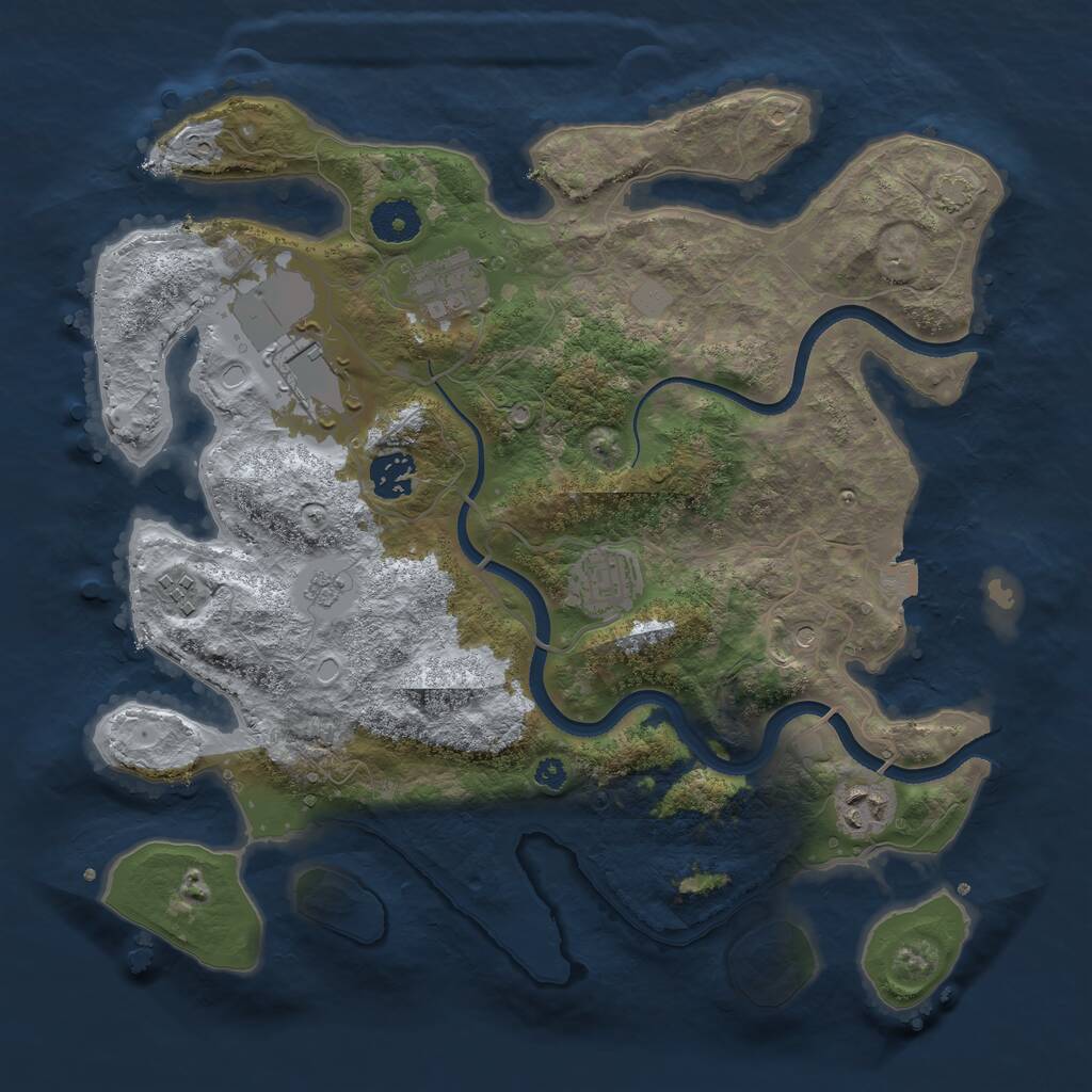 Rust Map: Procedural Map, Size: 3500, Seed: 6446, 10 Monuments
