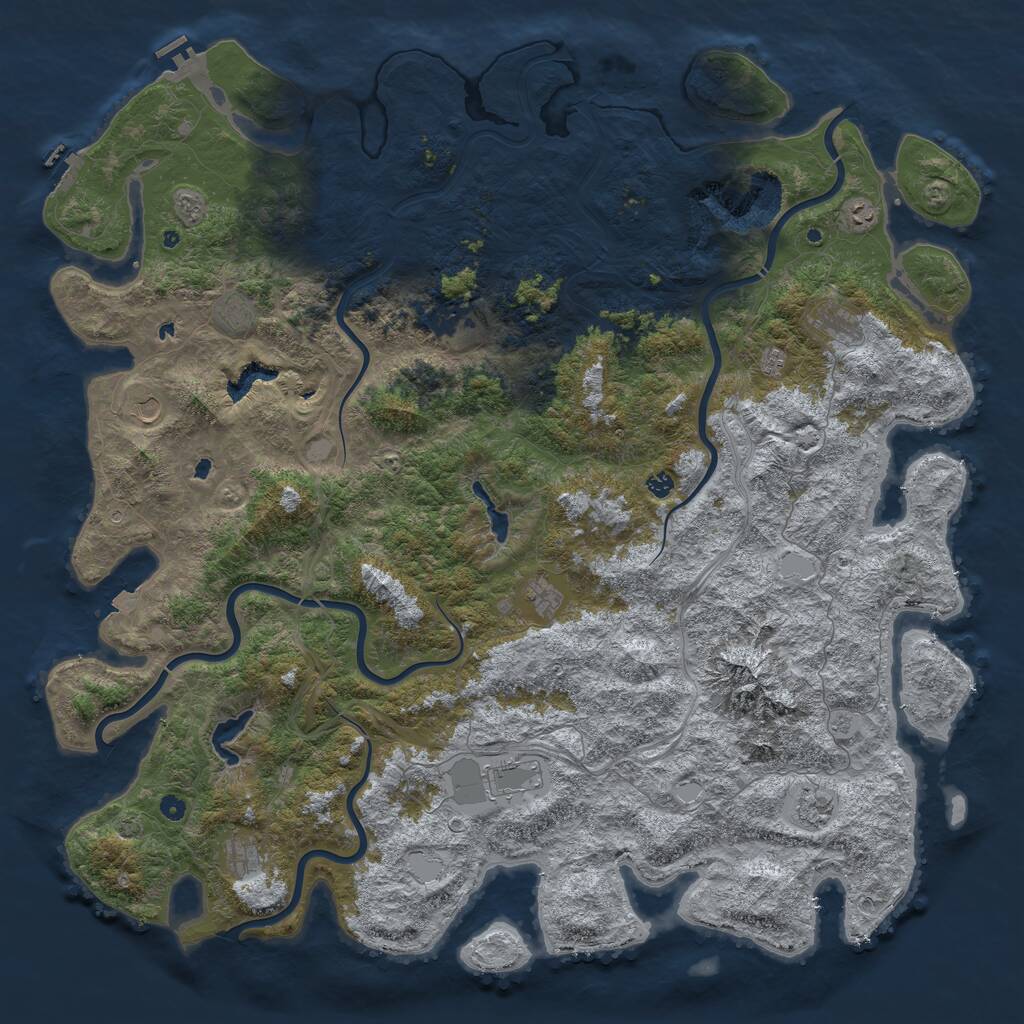 Rust Map: Procedural Map, Size: 6000, Seed: 1412651685, 17 Monuments