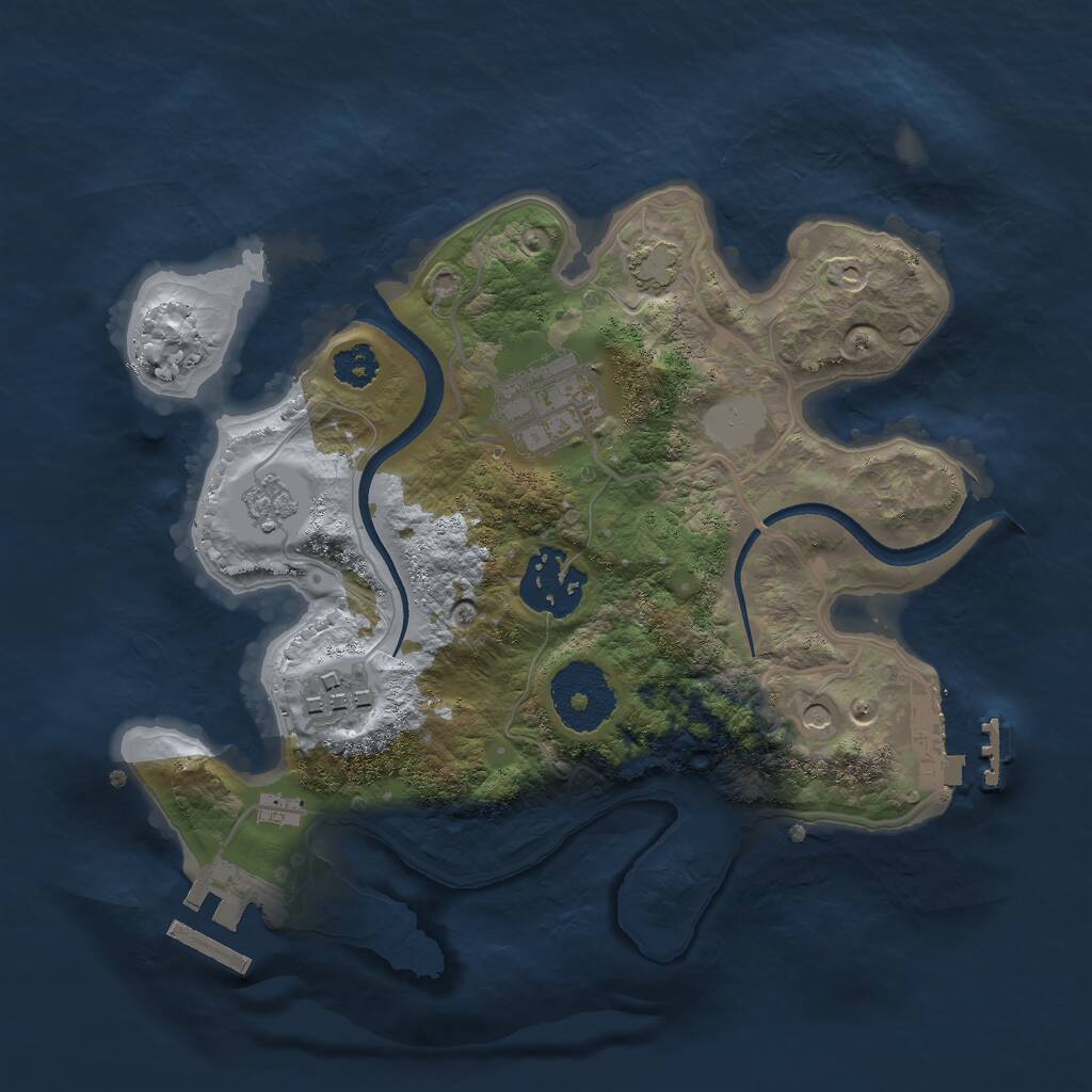 Rust Map: Procedural Map, Size: 2500, Seed: 534874432, 9 Monuments