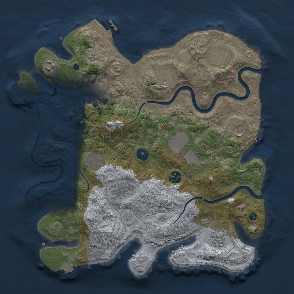 Rust Map: Procedural Map, Size: 3700, Seed: 1521489270, 17 Monuments