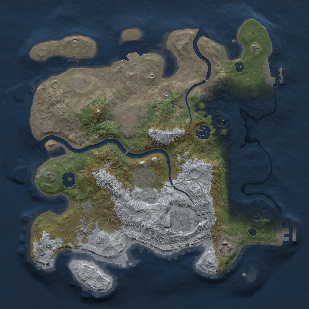 Rust Map: Procedural Map, Size: 3250, Seed: 1199663751, 12 Monuments