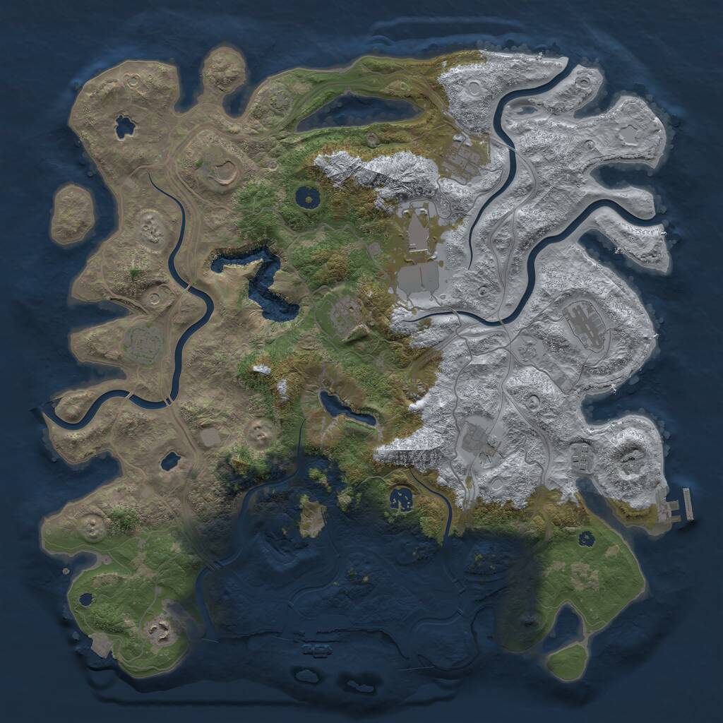 Rust Map: Procedural Map, Size: 4500, Seed: 681385802, 16 Monuments