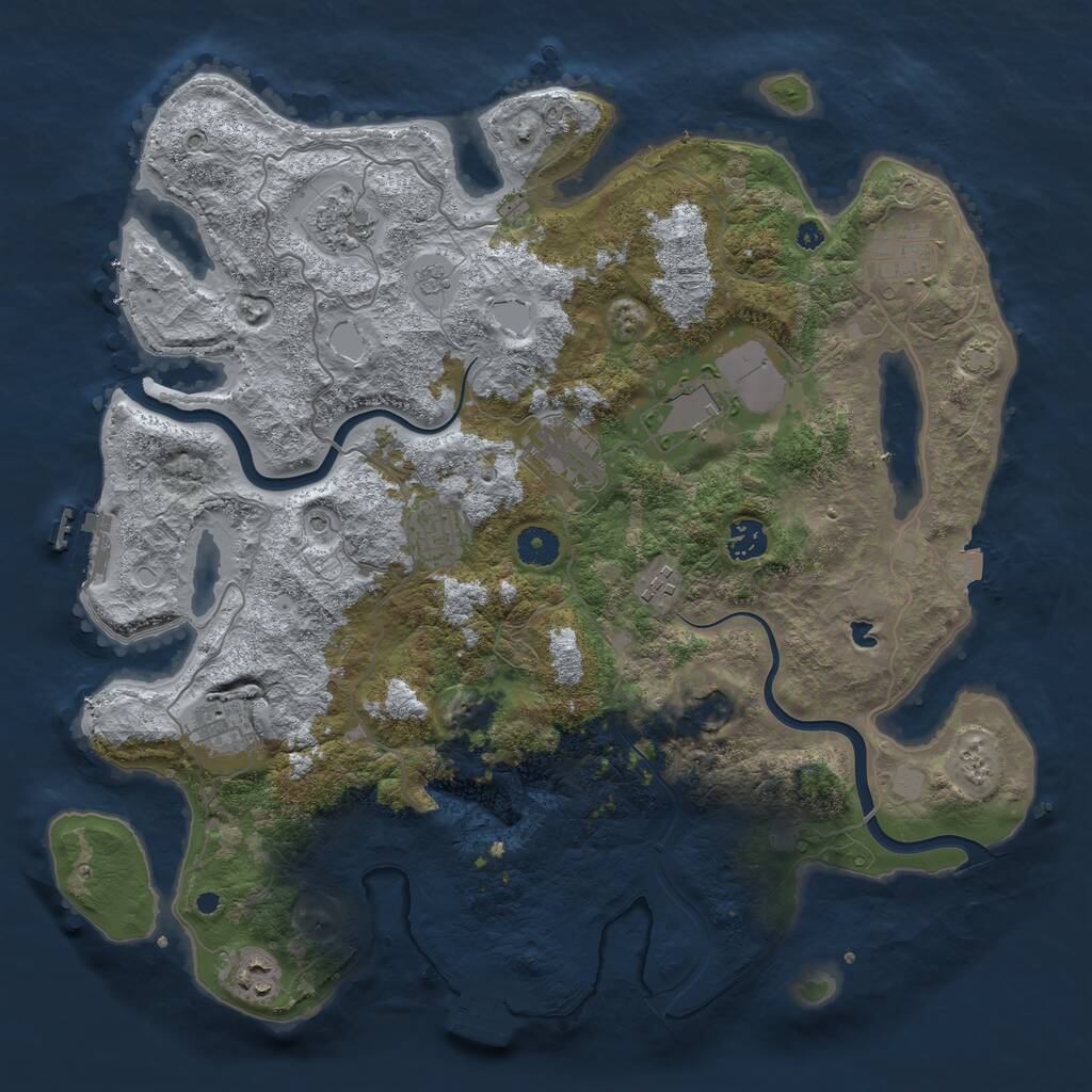 Rust Map: Procedural Map, Size: 4000, Seed: 874017429, 16 Monuments