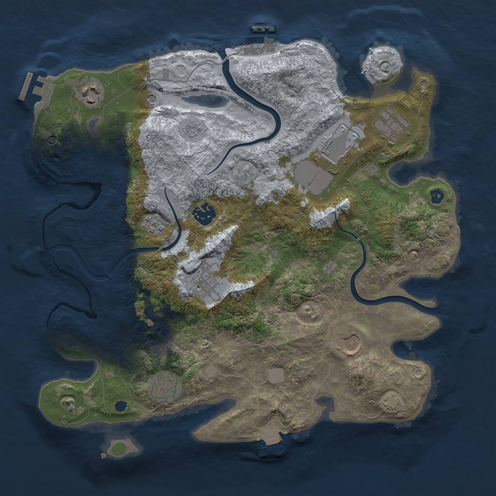 Rust Map: Procedural Map, Size: 3500, Seed: 113682417, 14 Monuments