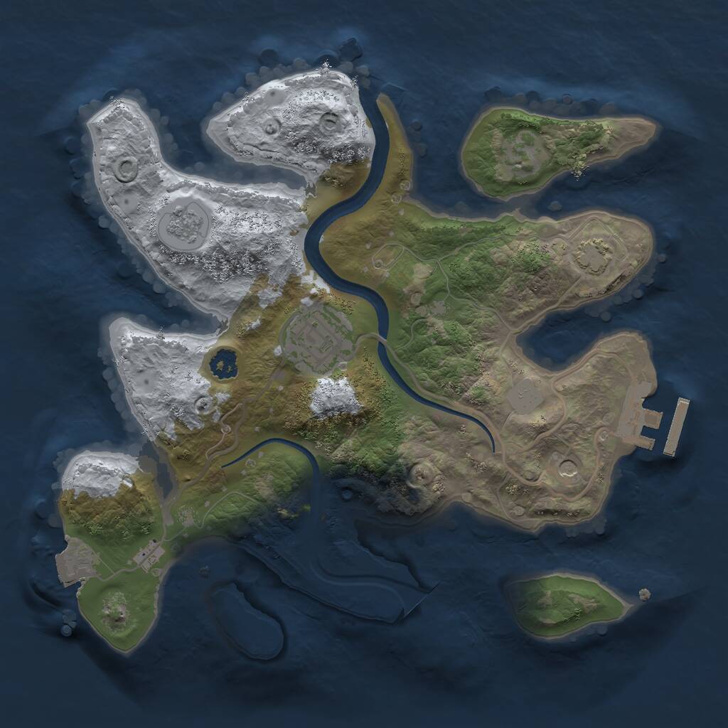 Rust Map: Procedural Map, Size: 2500, Seed: 1132306340, 6 Monuments