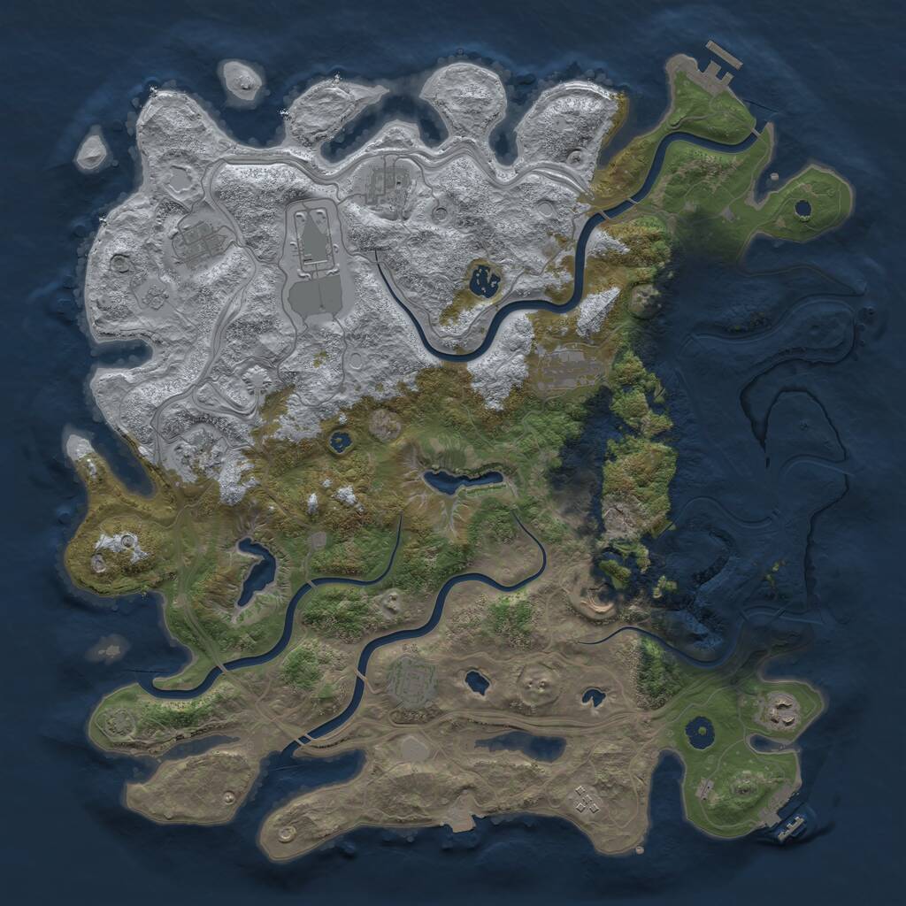 Rust Map: Procedural Map, Size: 4500, Seed: 976979479, 16 Monuments