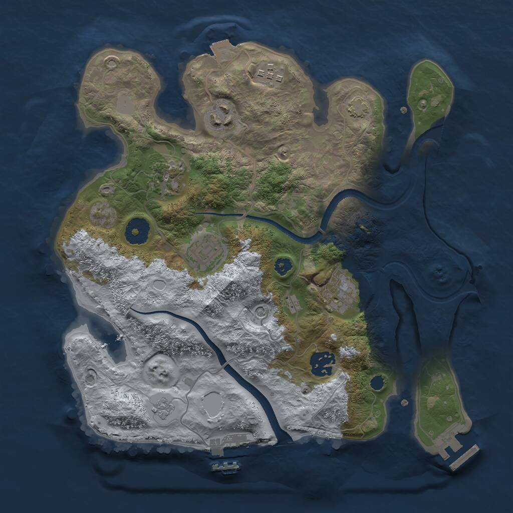 Rust Map: Procedural Map, Size: 3000, Seed: 41848, 12 Monuments