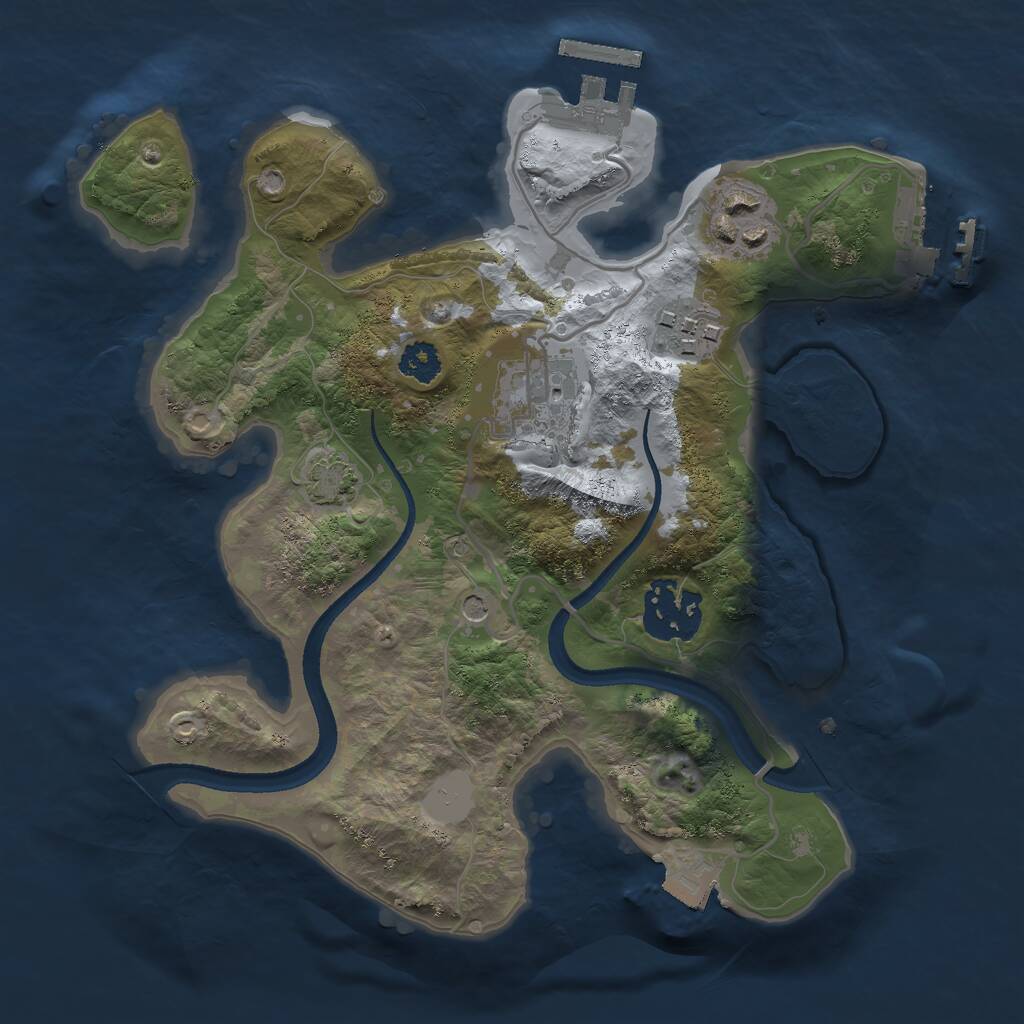 Rust Map: Procedural Map, Size: 2500, Seed: 2080913, 9 Monuments