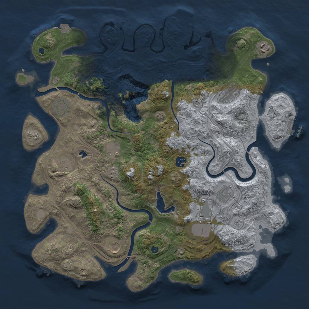 Rust Map: Procedural Map, Size: 4250, Seed: 844979447, 16 Monuments