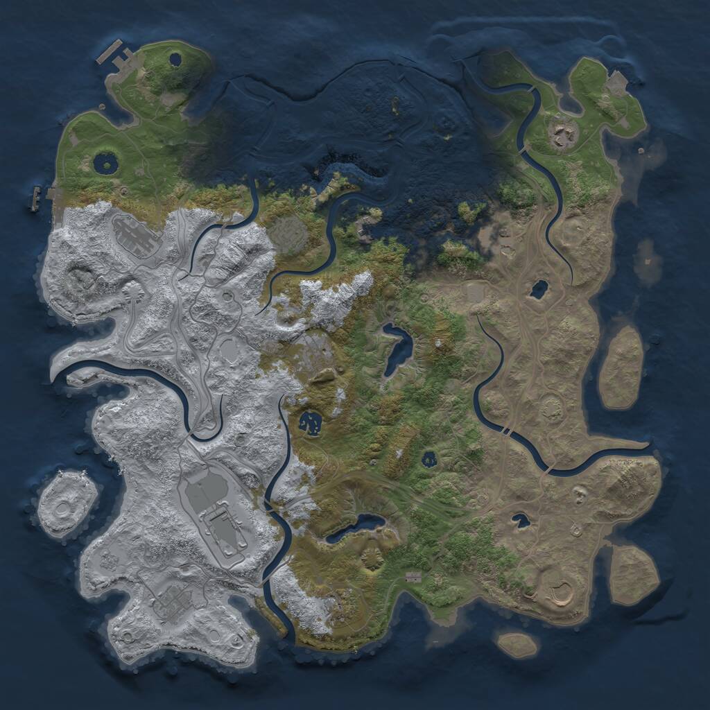 Rust Map: Procedural Map, Size: 4500, Seed: 2133902227, 17 Monuments