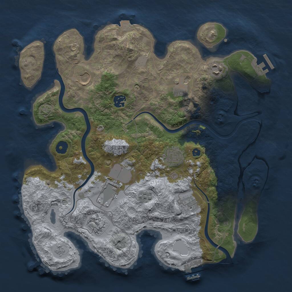 Rust Map: Procedural Map, Size: 3500, Seed: 1030655872, 15 Monuments