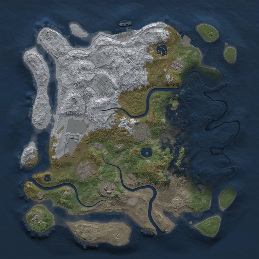 Rust Map: Procedural Map, Size: 3500, Seed: 1430499475, 13 Monuments
