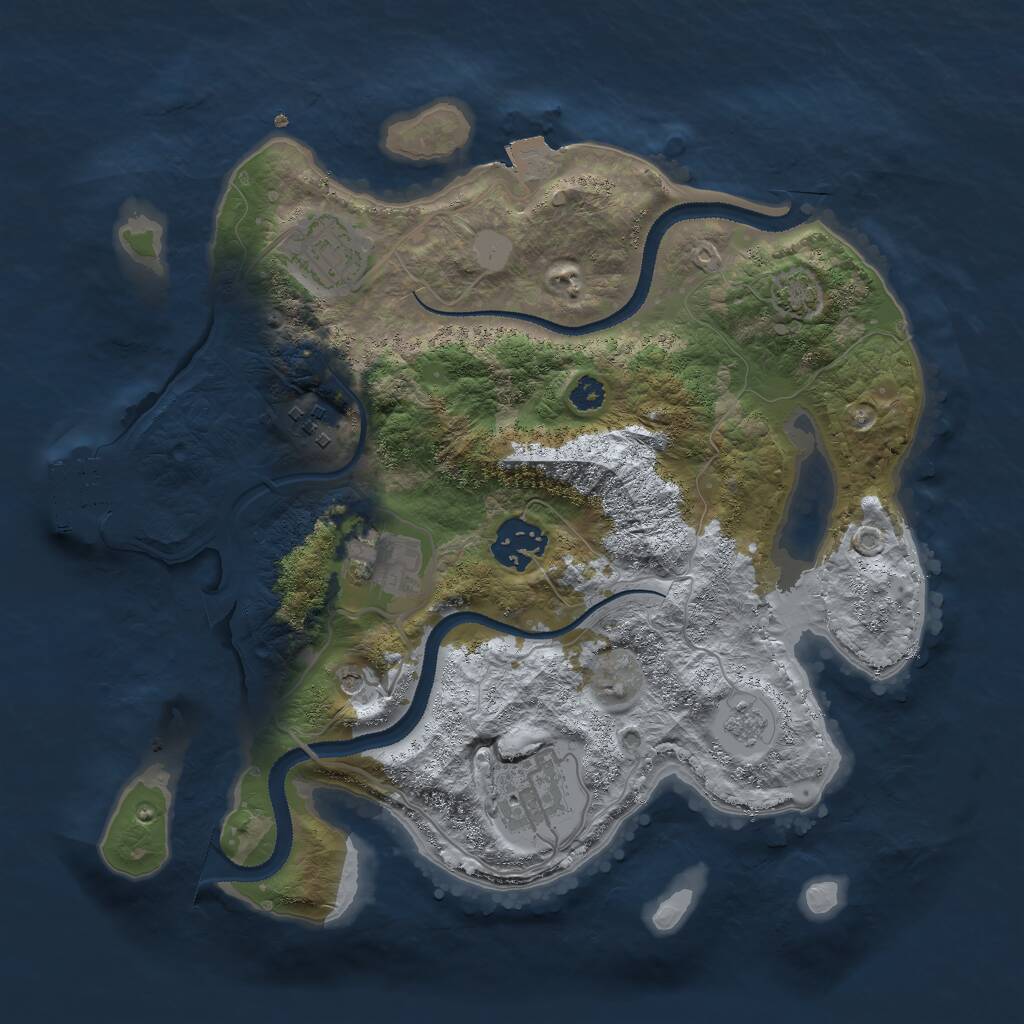 Rust Map: Procedural Map, Size: 3000, Seed: 125456, 10 Monuments