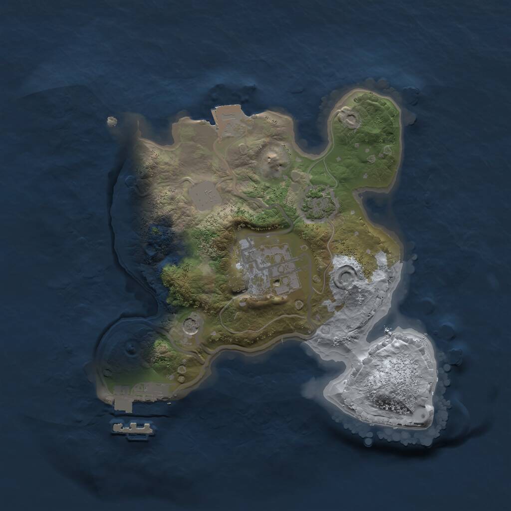 Rust Map: Procedural Map, Size: 2000, Seed: 1255881553, 5 Monuments