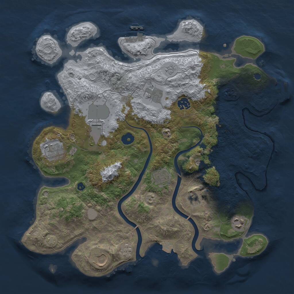 Rust Map: Procedural Map, Size: 3650, Seed: 945705548, 15 Monuments