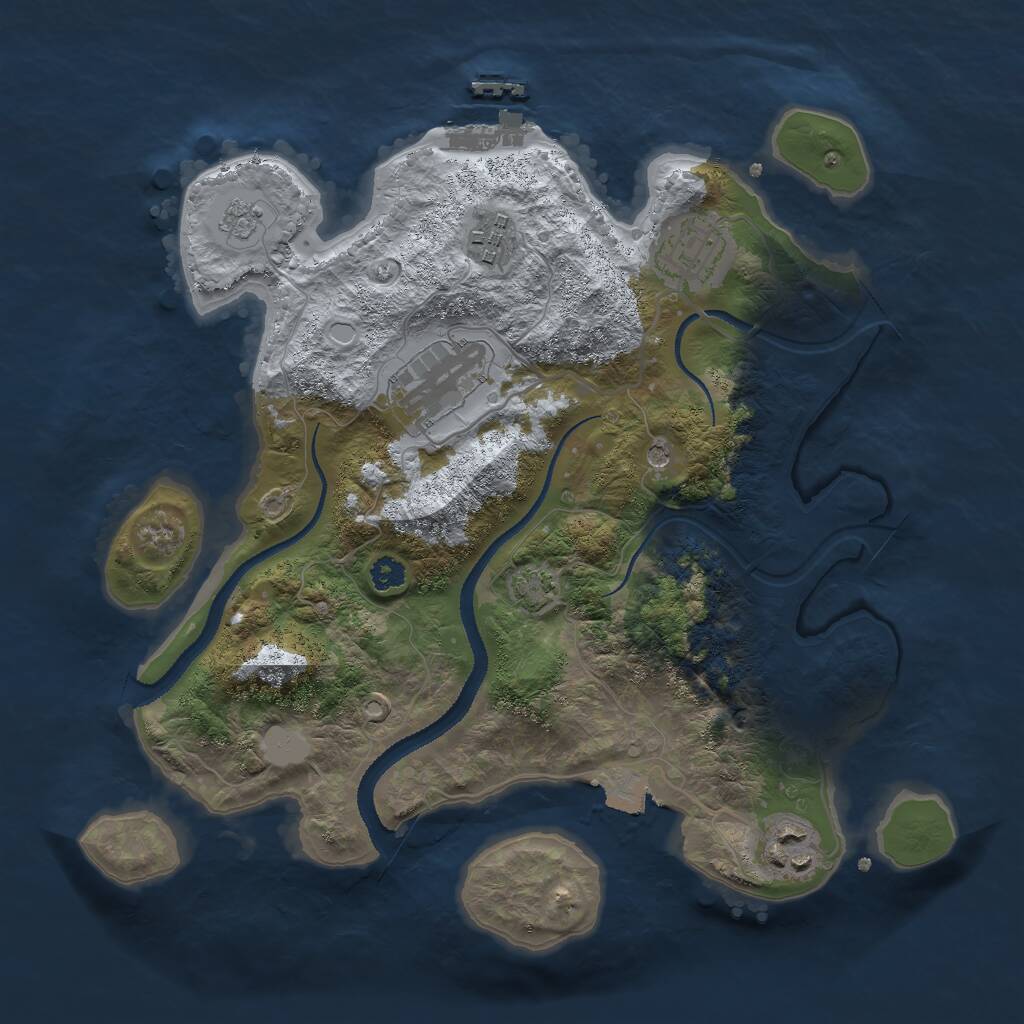 Rust Map: Procedural Map, Size: 3000, Seed: 11996637, 9 Monuments