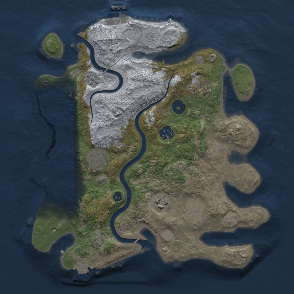 Rust Map: Procedural Map, Size: 3200, Seed: 909607784, 12 Monuments