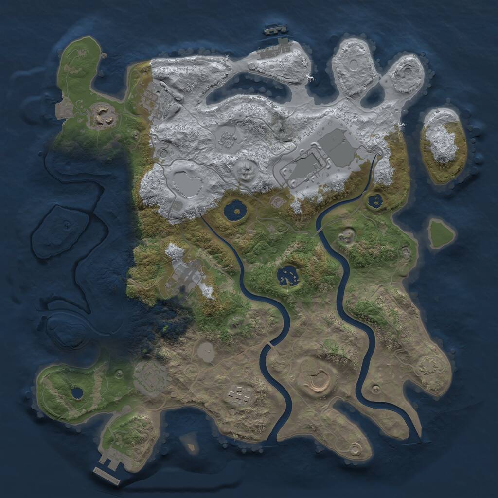 Rust Map: Procedural Map, Size: 3500, Seed: 1360, 14 Monuments