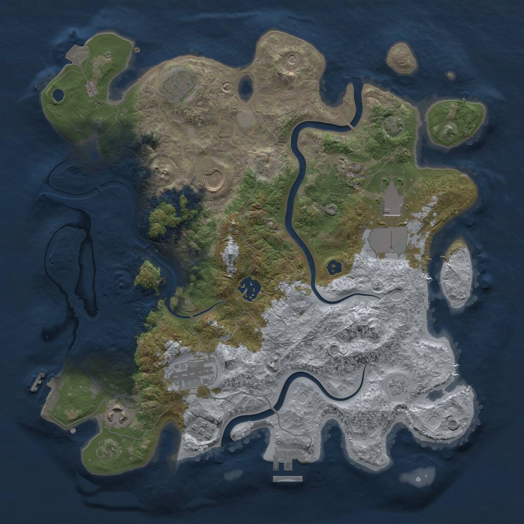 Rust Map: Procedural Map, Size: 3600, Seed: 24231, 14 Monuments