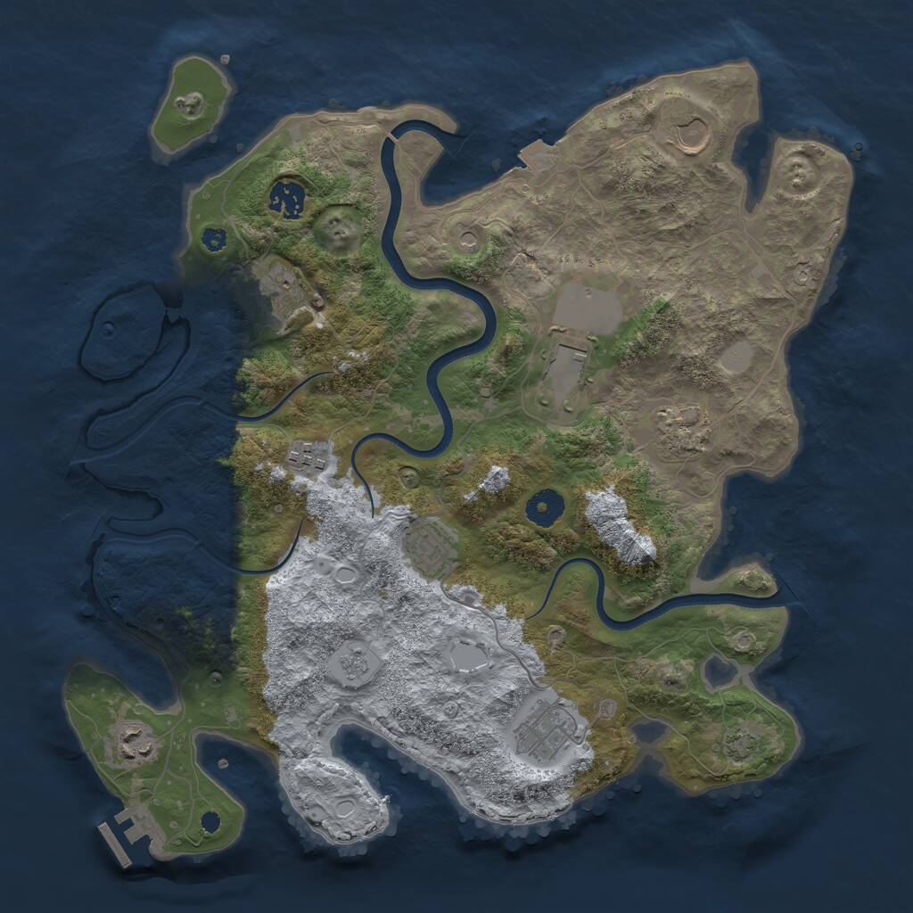 Rust Map: Procedural Map, Size: 3700, Seed: 822618972, 14 Monuments