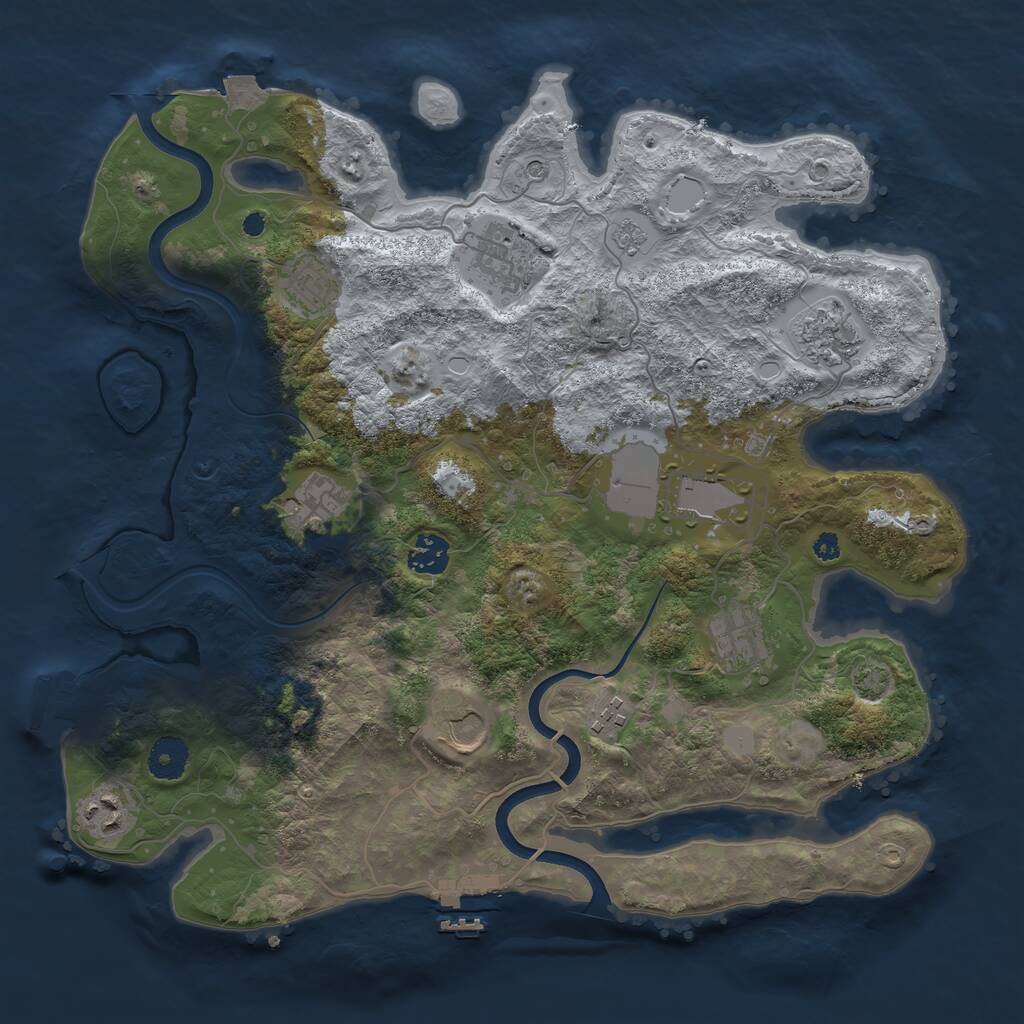 Rust Map: Procedural Map, Size: 3700, Seed: 337191971, 16 Monuments