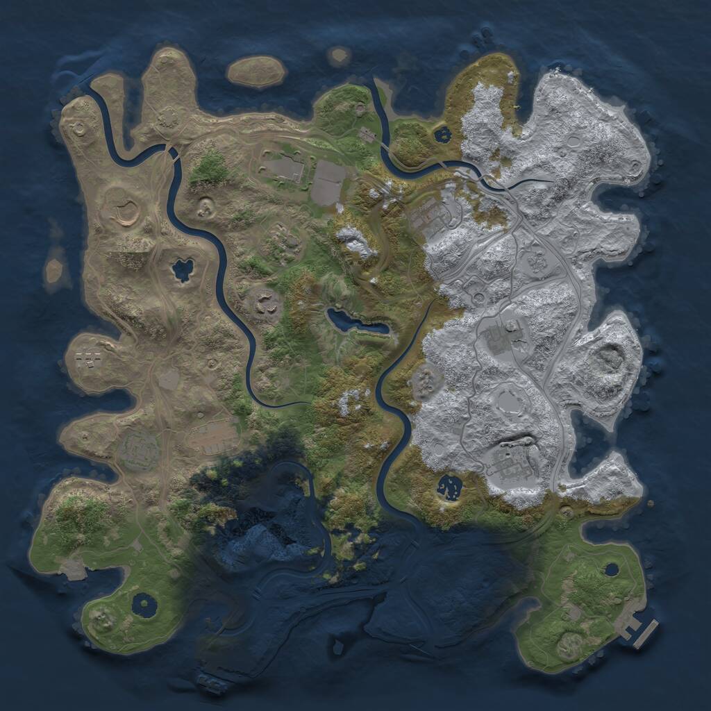 Rust Map: Procedural Map, Size: 4250, Seed: 1143853292, 17 Monuments