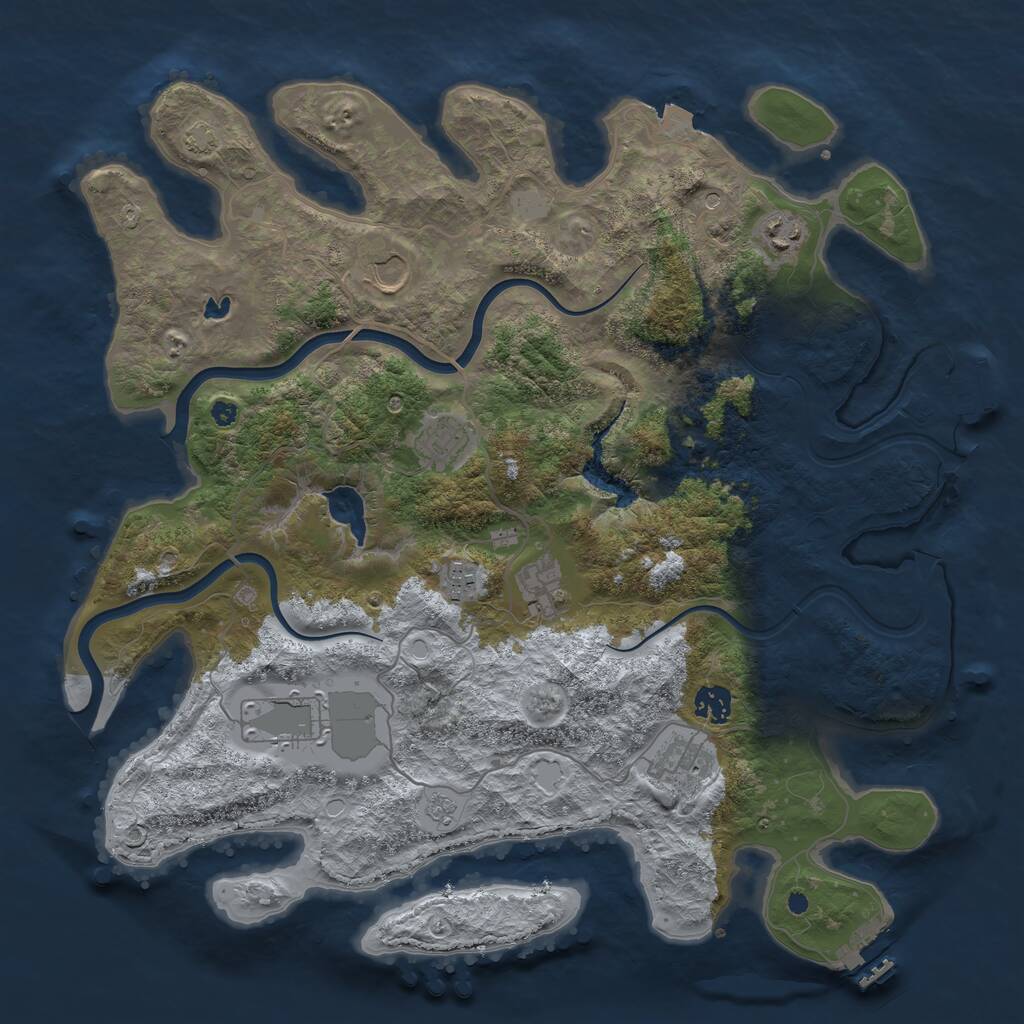 Rust Map: Procedural Map, Size: 4000, Seed: 2130183457, 14 Monuments