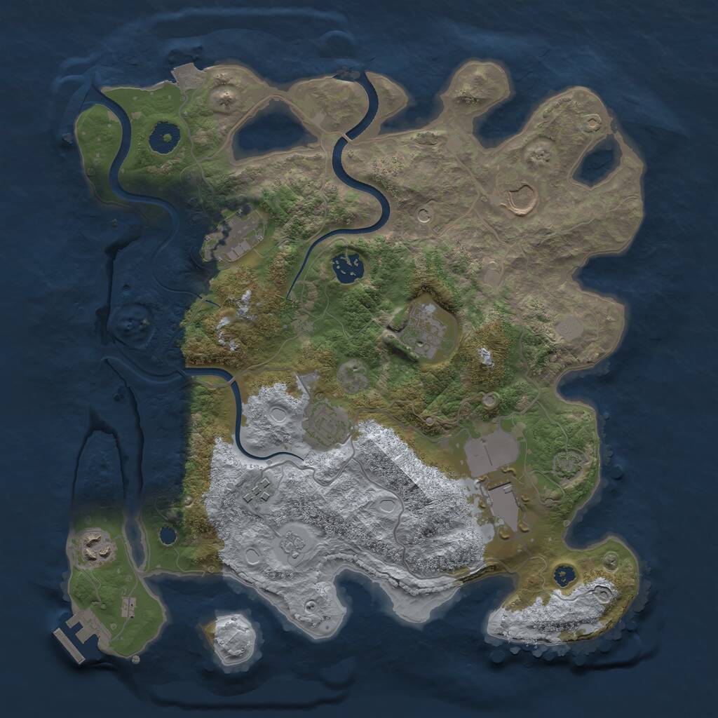 Rust Map: Procedural Map, Size: 3500, Seed: 427641, 13 Monuments