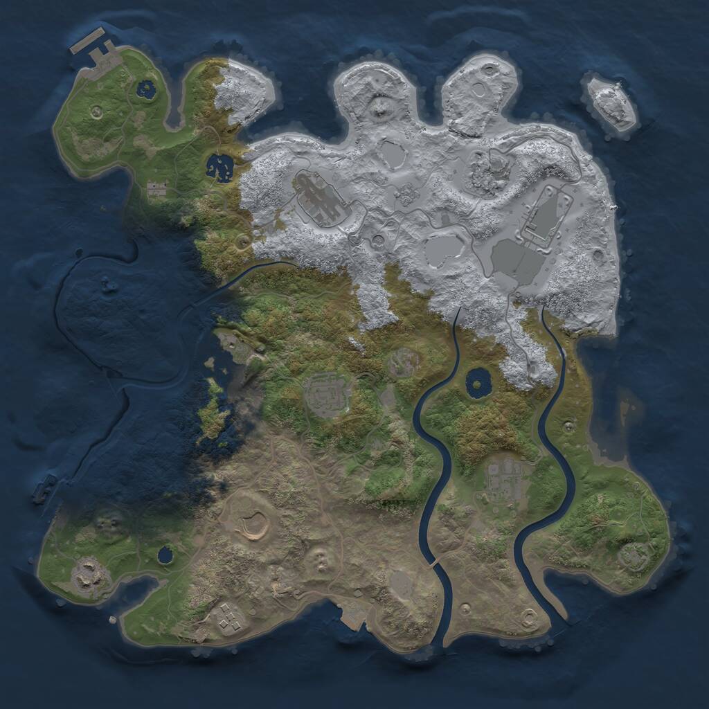 Rust Map: Procedural Map, Size: 3700, Seed: 1094246089, 16 Monuments