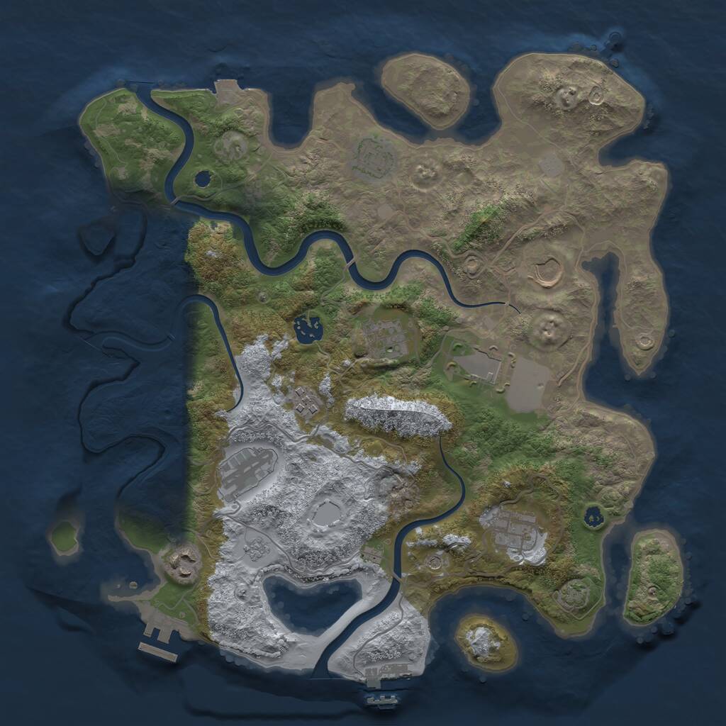 Rust Map: Procedural Map, Size: 3700, Seed: 2099817808, 15 Monuments