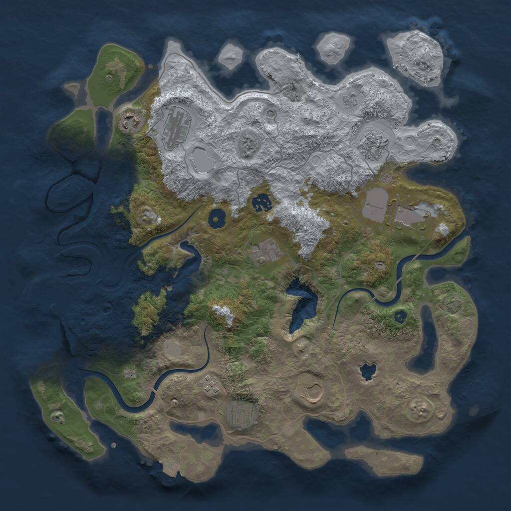 Rust Map: Procedural Map, Size: 4000, Seed: 23491854, 14 Monuments