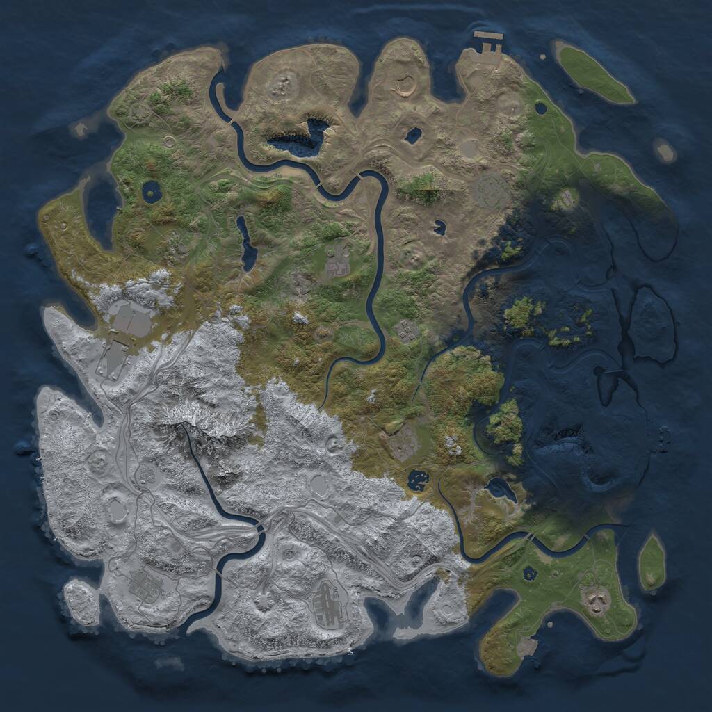 Rust Map: Procedural Map, Size: 5000, Seed: 1894365744, 17 Monuments