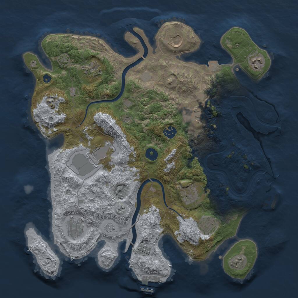 Rust Map: Procedural Map, Size: 3600, Seed: 32124, 16 Monuments