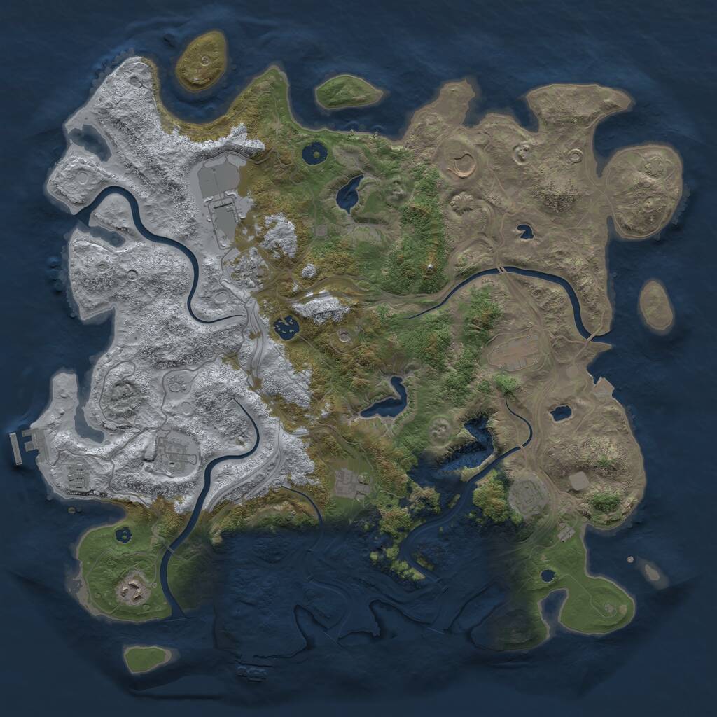 Rust Map: Procedural Map, Size: 4500, Seed: 6029129, 16 Monuments