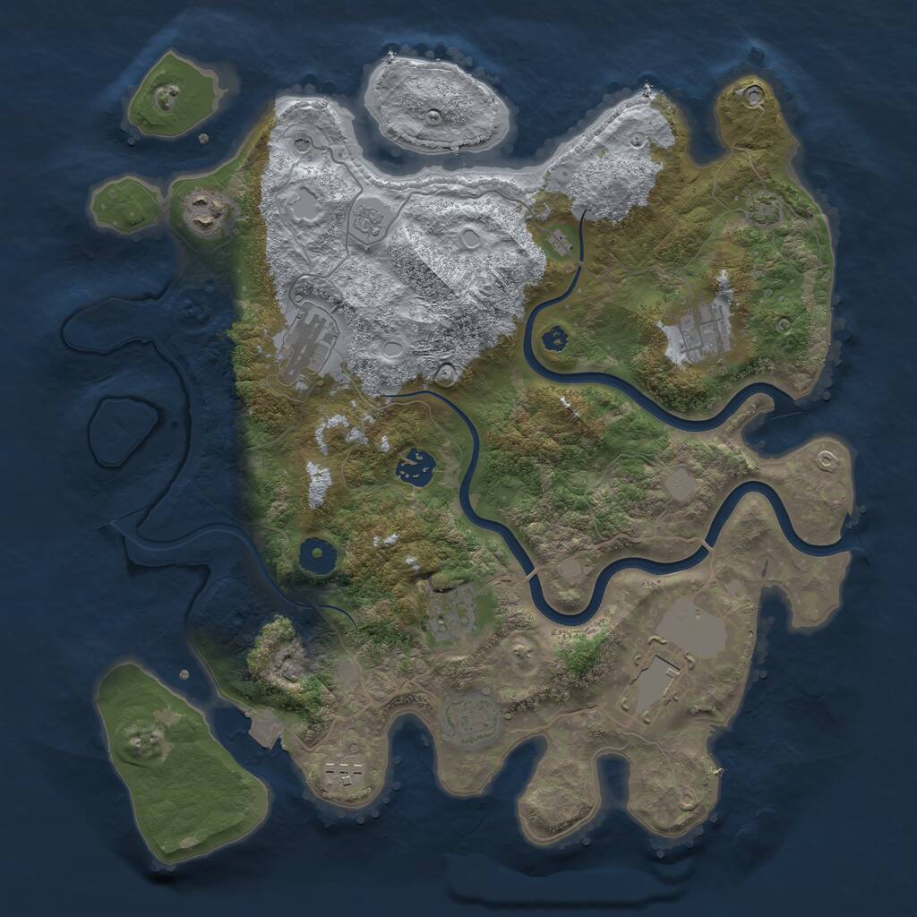 Rust Map: Procedural Map, Size: 3700, Seed: 1246289816, 12 Monuments