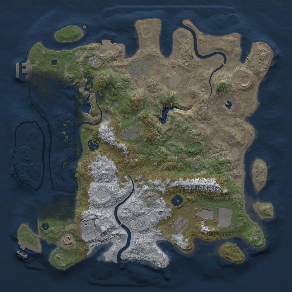 Rust Map: Procedural Map, Size: 4000, Seed: 39213190, 17 Monuments