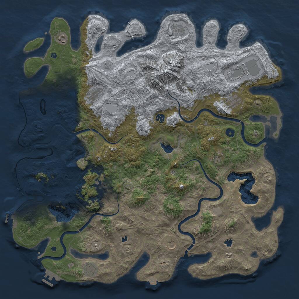 Rust Map: Procedural Map, Size: 5000, Seed: 433116451, 17 Monuments